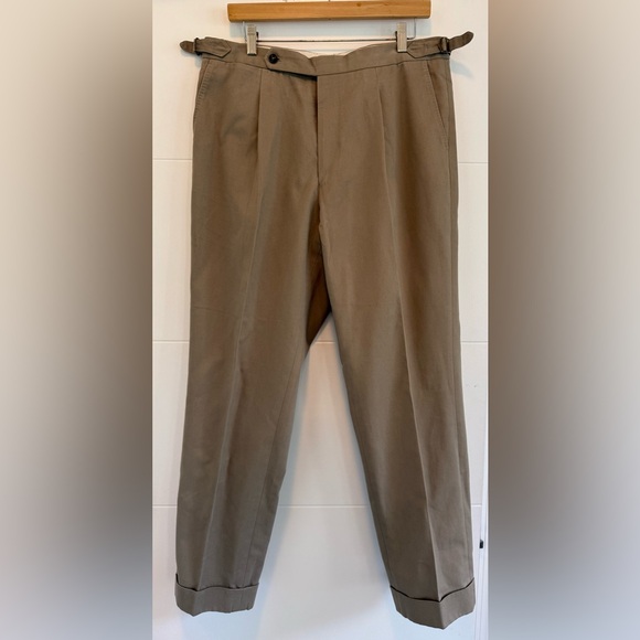 Natalino Men's Single Pleat Brushed Cotton Trousers Size 33 Pants